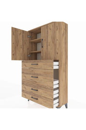 Arges Dolap 3 Raflı 4 Çekmeceli 2 Kapaklı 88x30x163 - S21M139V9A