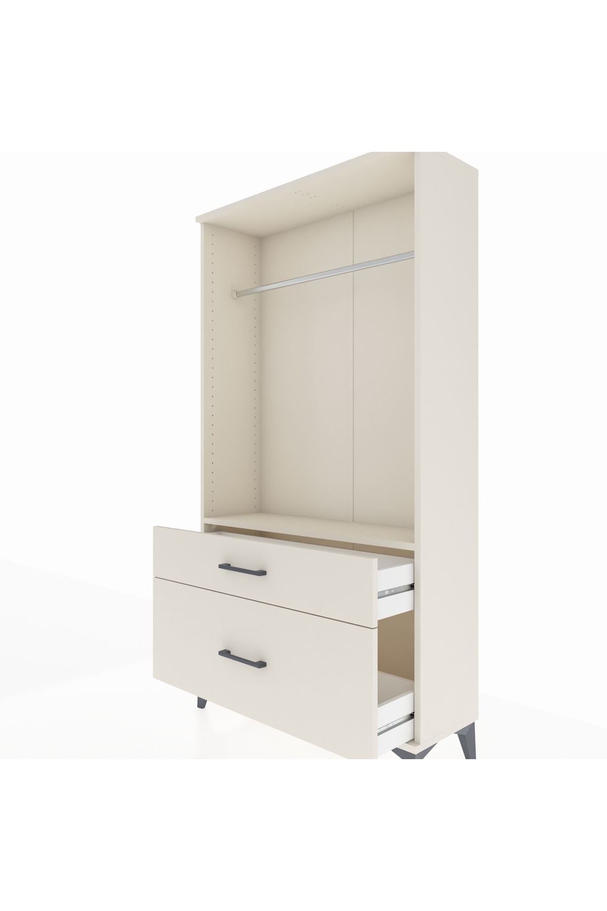 Arges Dolap Tek Raflı 2 Çekmeceli Tek Askılı 88x30x163 - S21M141V1A