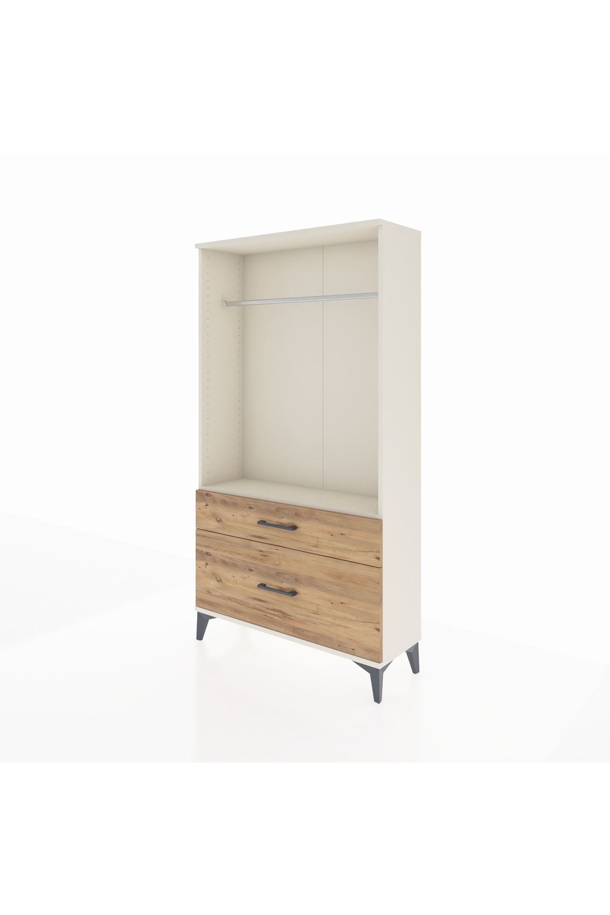 Arges Dolap Tek Raflı 2 Çekmeceli Tek Askılı 88x30x163 - S21M141V3A