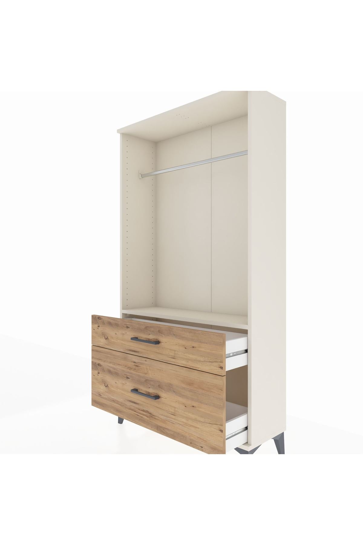 Arges Dolap Tek Raflı 2 Çekmeceli Tek Askılı 88x30x163 - S21M141V3A