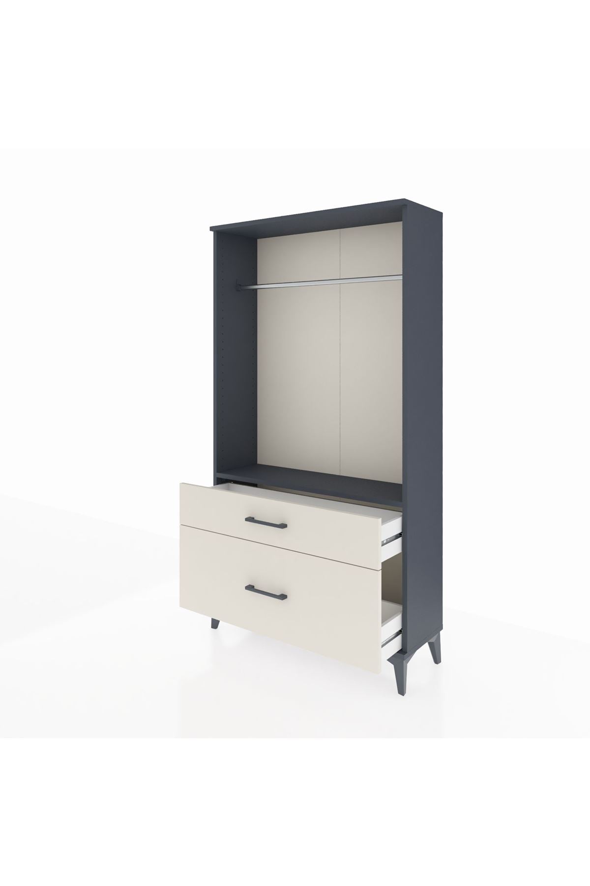 Arges Dolap Tek Raflı 2 Çekmeceli Tek Askılı 88x30x163 - S21M141V4A