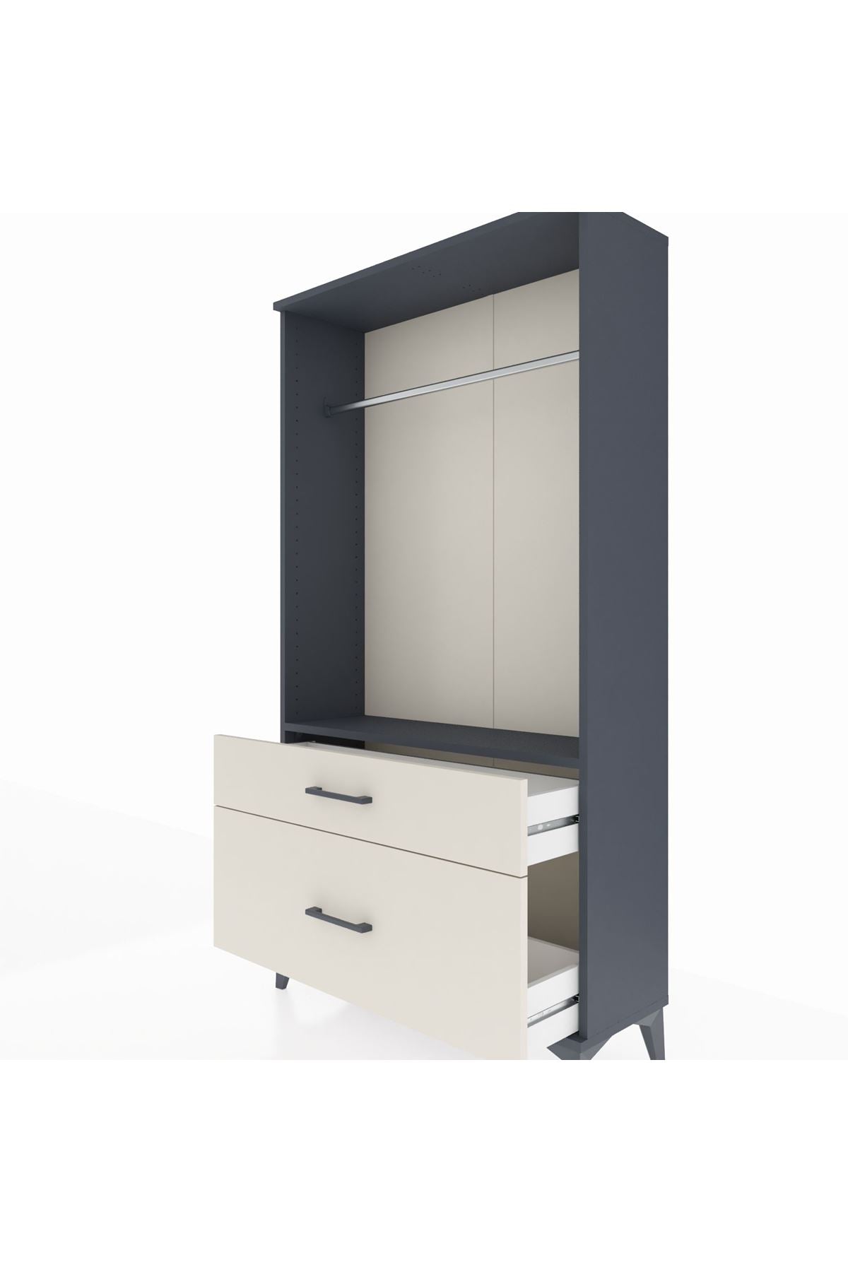 Arges Dolap Tek Raflı 2 Çekmeceli Tek Askılı 88x30x163 - S21M141V4A
