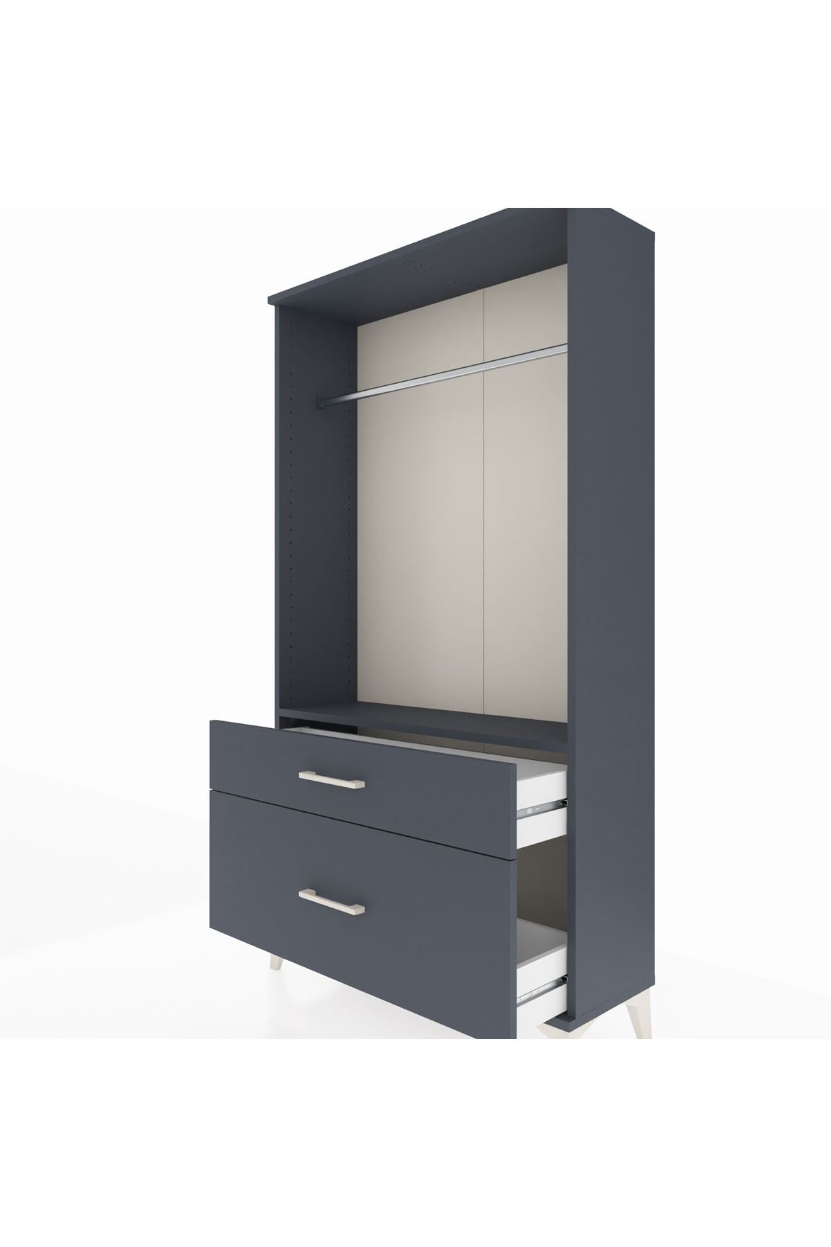 Arges Dolap Tek Raflı 2 Çekmeceli Tek Askılı 88x30x163 - S21M141V5A
