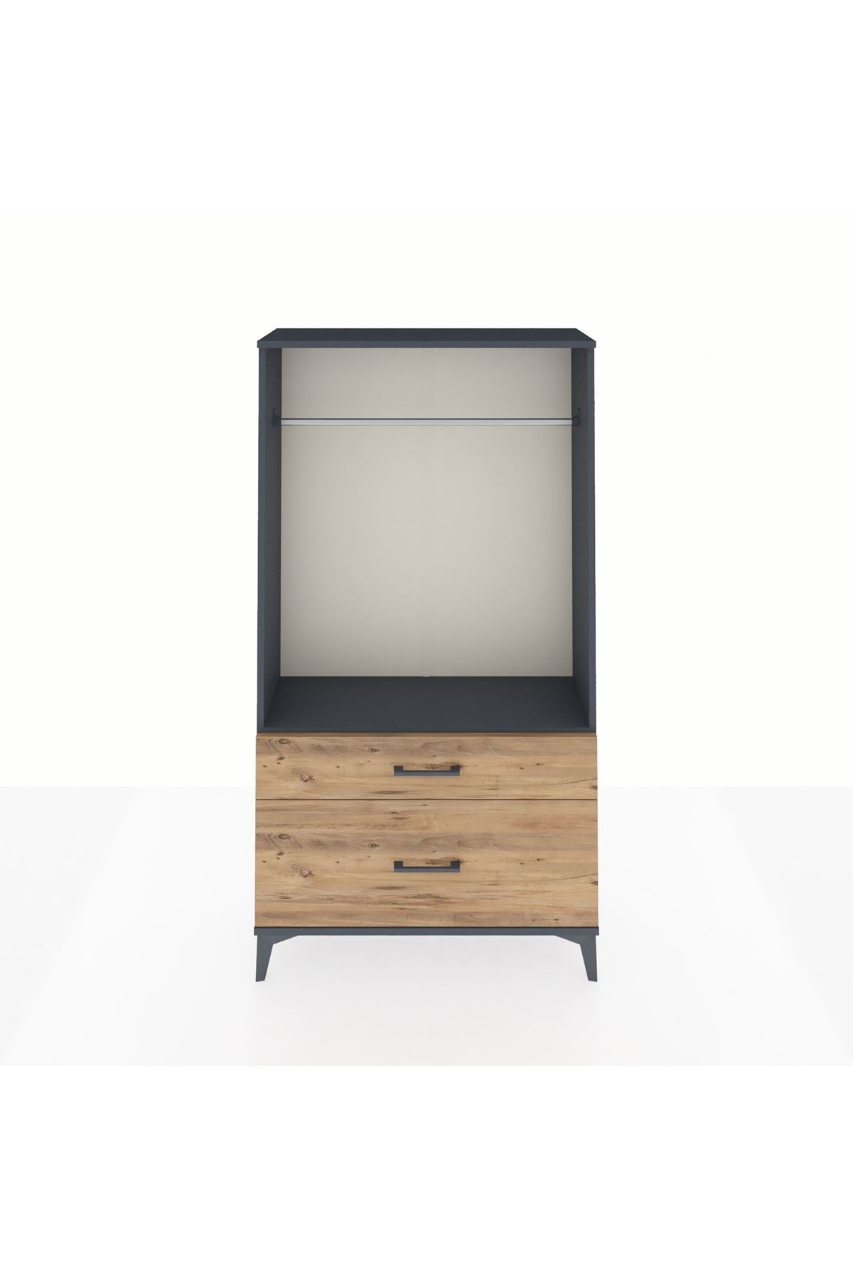 Arges Dolap Tek Raflı 2 Çekmeceli Tek Askılı 88x30x163 - S21M141V6A
