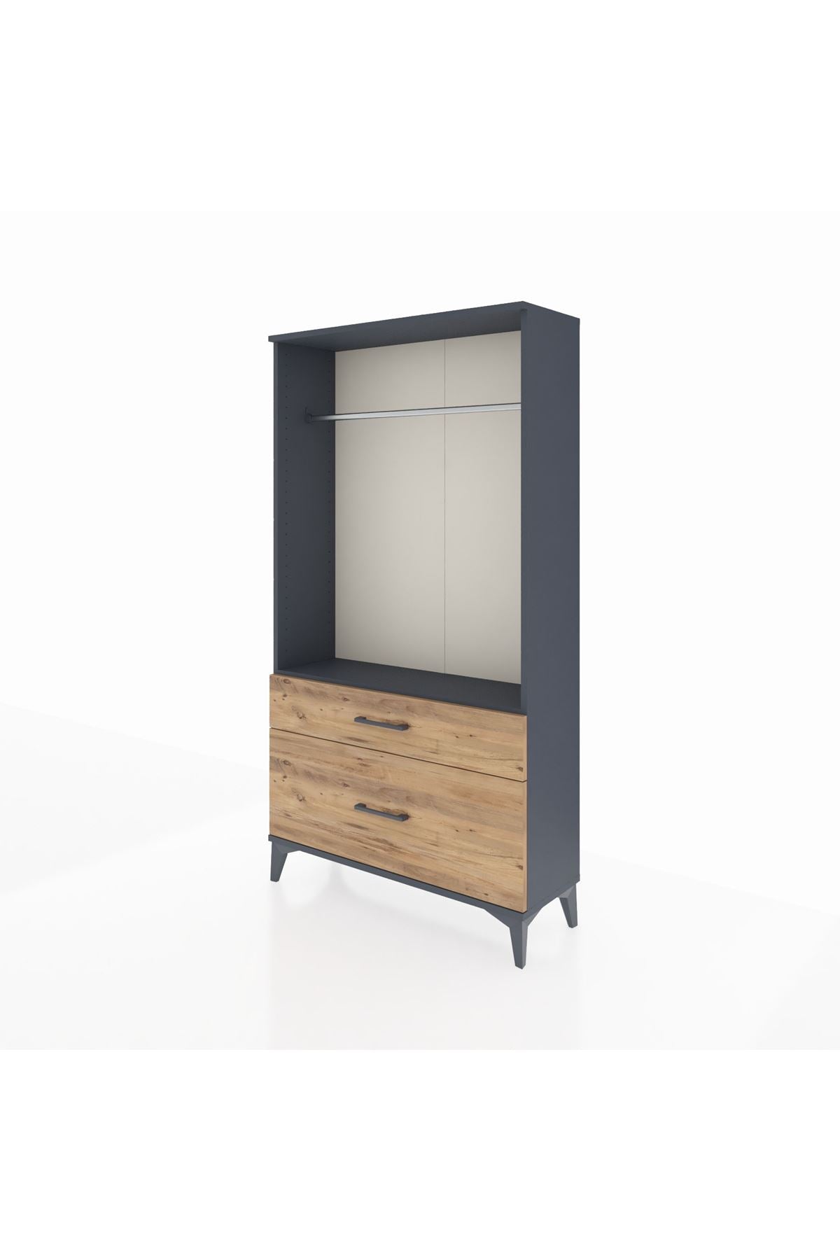 Arges Dolap Tek Raflı 2 Çekmeceli Tek Askılı 88x30x163 - S21M141V6A