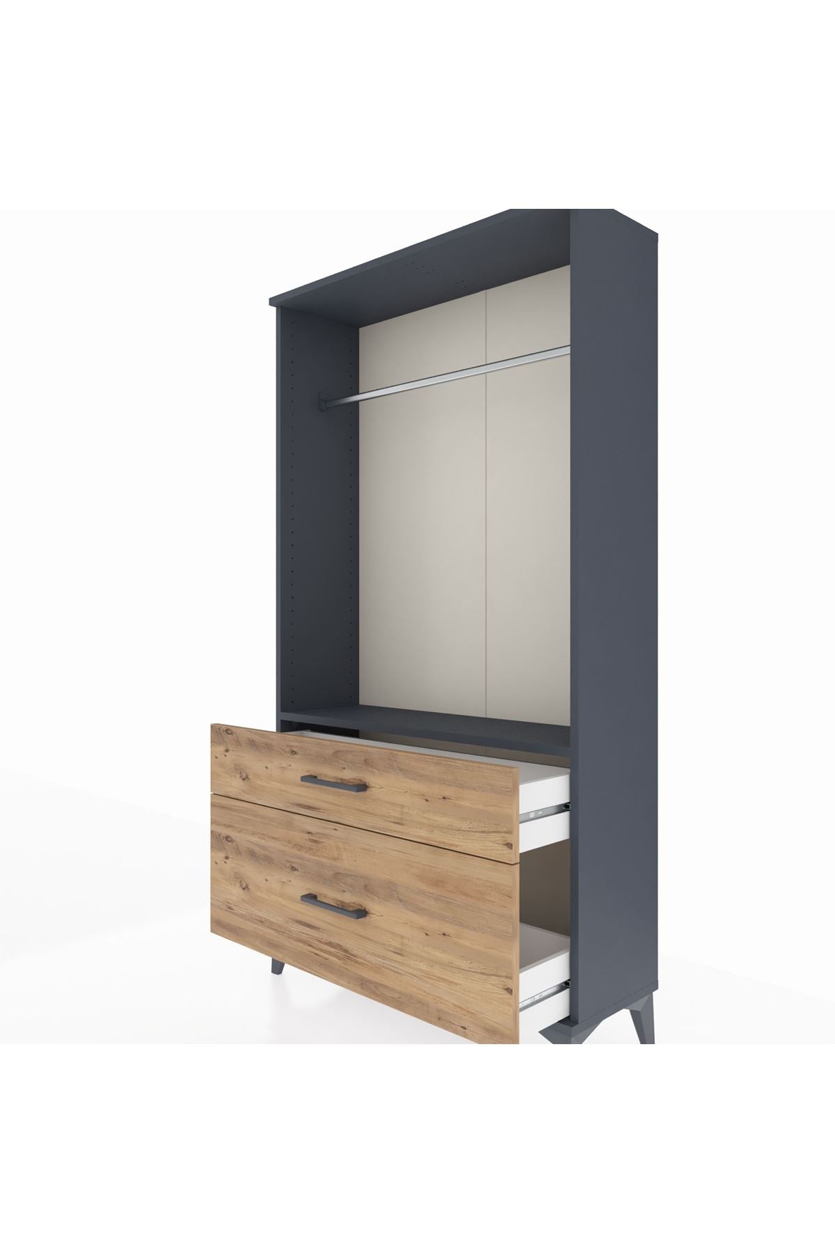 Arges Dolap Tek Raflı 2 Çekmeceli Tek Askılı 88x30x163 - S21M141V6A