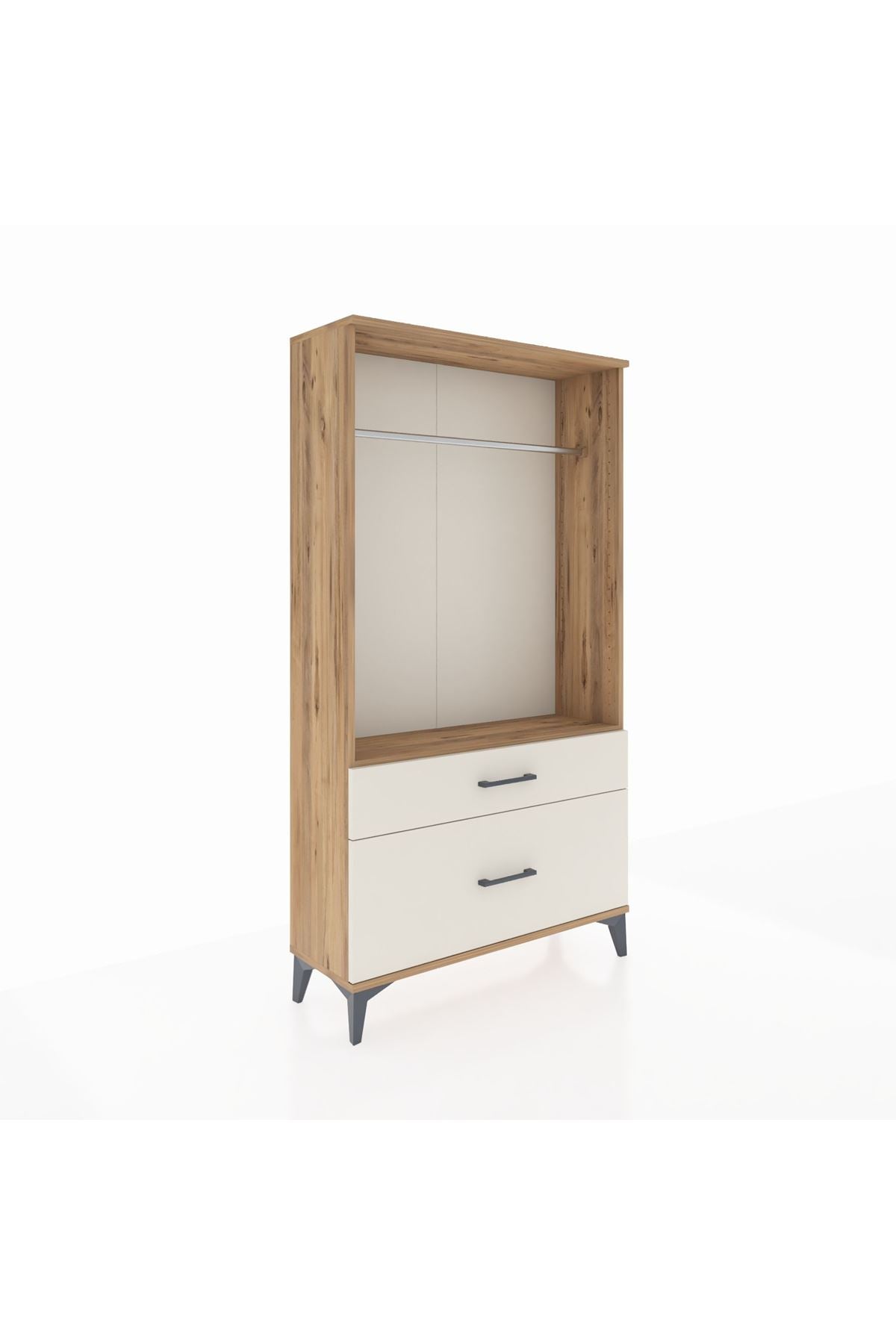 Arges Dolap Tek Raflı 2 Çekmeceli Tek Askılı 88x30x163 - S21M141V7A
