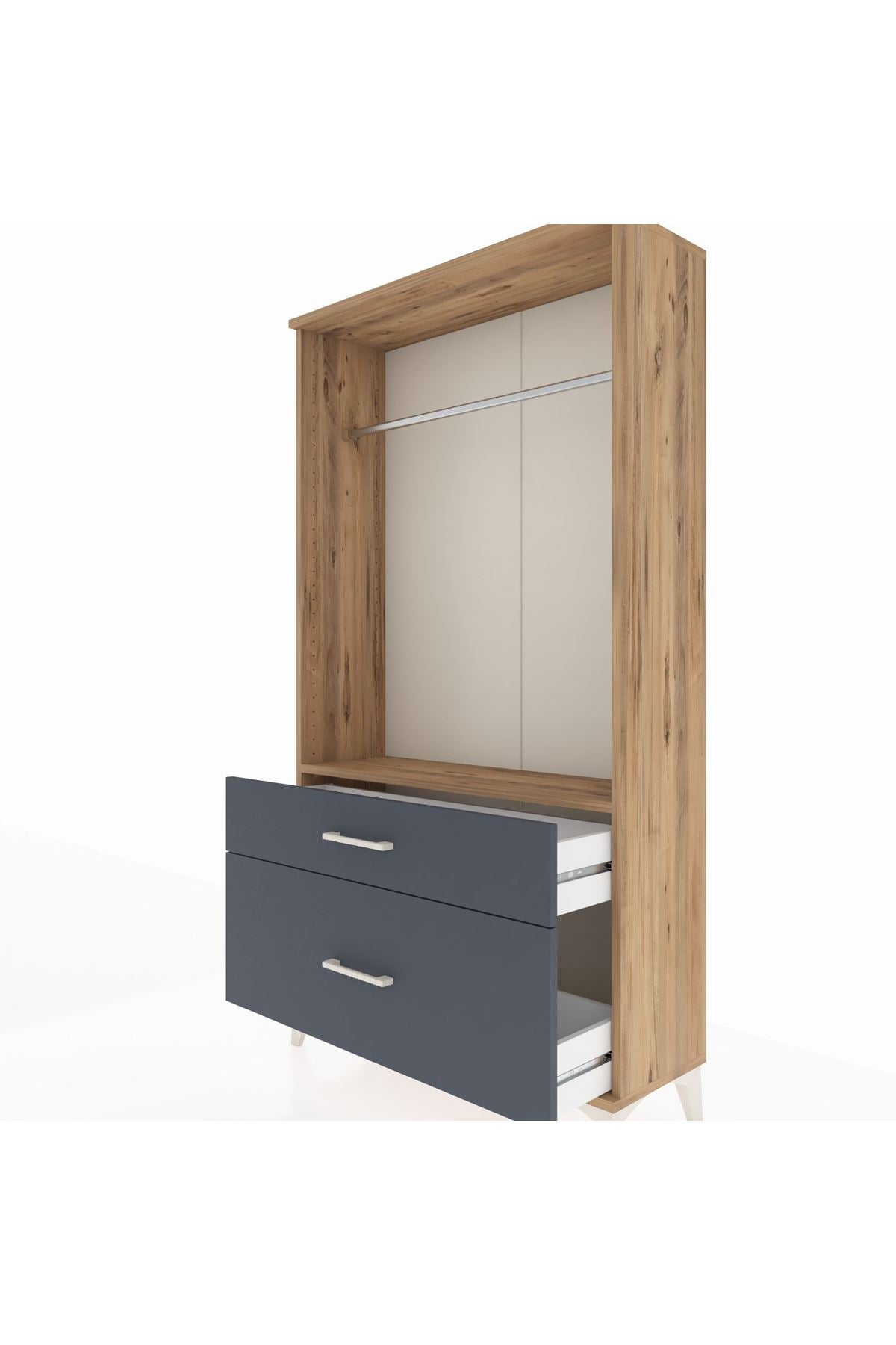 Arges Dolap Tek Raflı 2 Çekmeceli Tek Askılı 88x30x163 - S21M141V8A