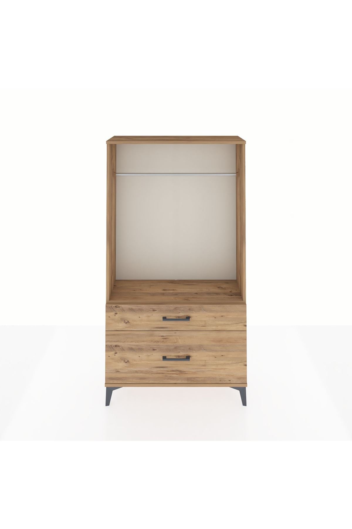 Arges Dolap Tek Raflı 2 Çekmeceli Tek Askılı 88x30x163 - S21M141V9A