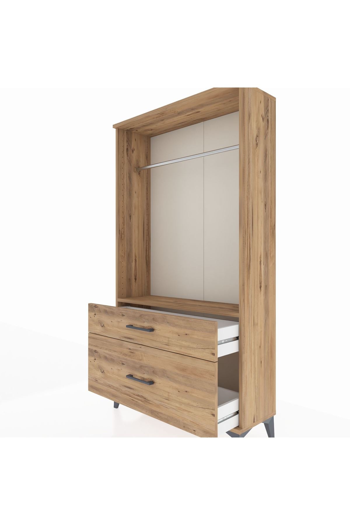 Arges Dolap Tek Raflı 2 Çekmeceli Tek Askılı 88x30x163 - S21M141V9A