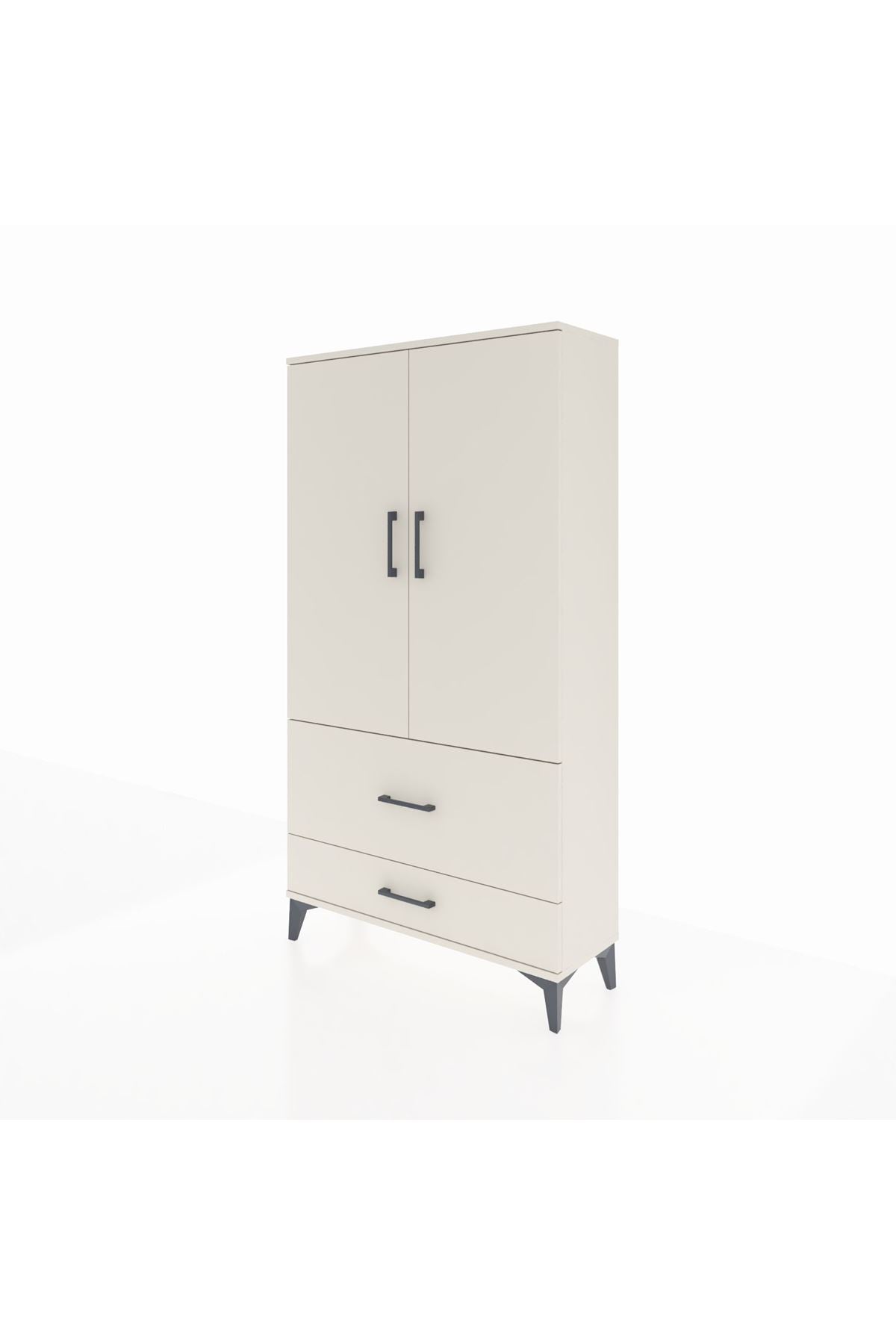 Arges Dolap Tek Raflı 2 Çekmeceli Tek Askılı 88x30x163 - S21M142V1A