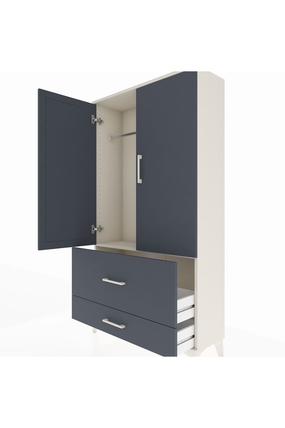 Arges Dolap Tek Raflı 2 Çekmeceli Tek Askılı 88x30x163 - S21M142V2A