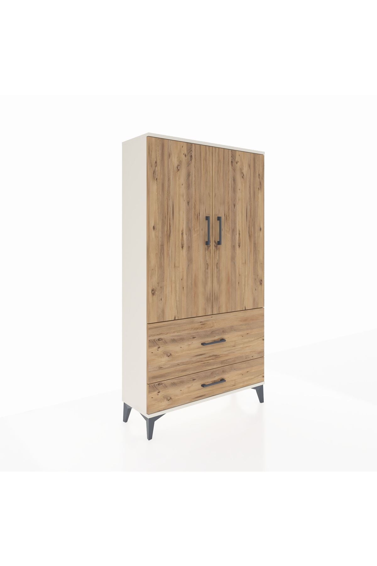 Arges Dolap Tek Raflı 2 Çekmeceli Tek Askılı 88x30x163 - S21M142V3A