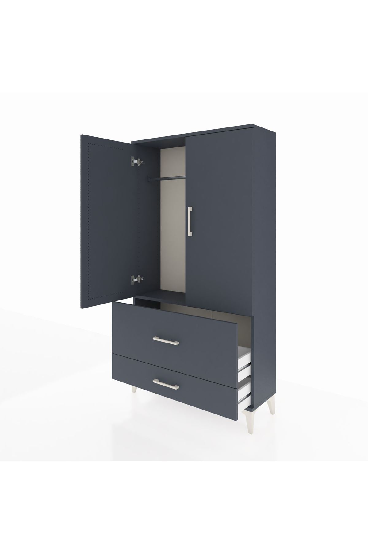 Arges Dolap Tek Raflı 2 Çekmeceli Tek Askılı 88x30x163 - S21M142V5A