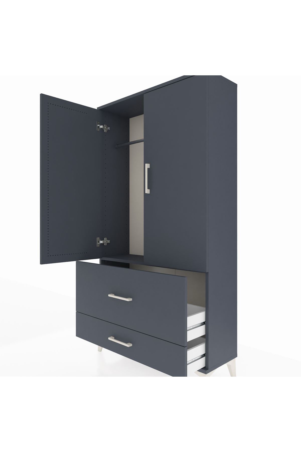 Arges Dolap Tek Raflı 2 Çekmeceli Tek Askılı 88x30x163 - S21M142V5A