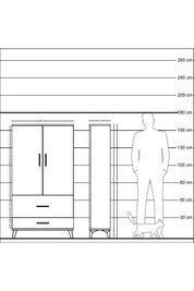 Arges Dolap Tek Raflı 2 Çekmeceli Tek Askılı 88x30x163 - S21M142V5A