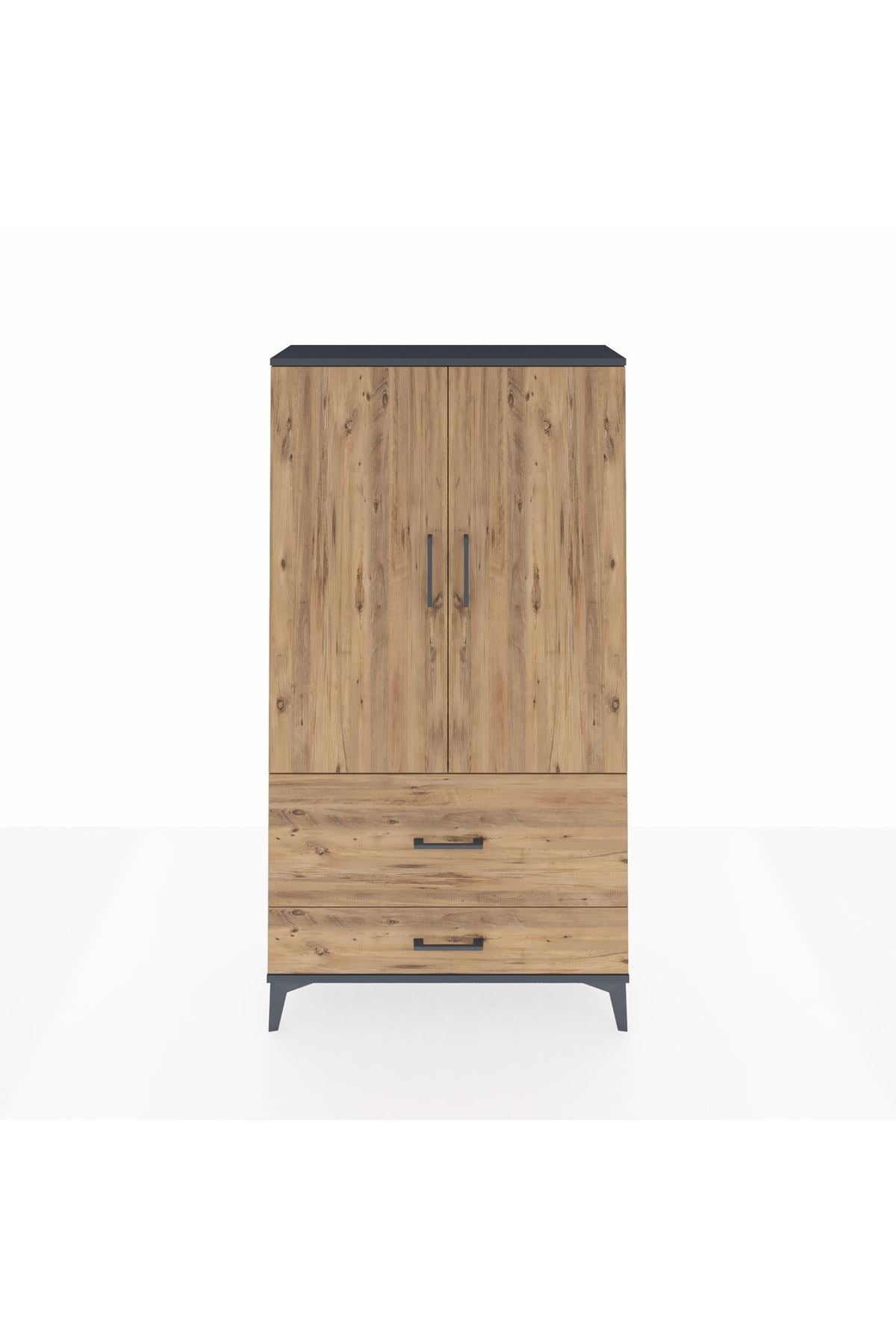Arges Dolap Tek Raflı 2 Çekmeceli Tek Askılı 88x30x163 - S21M142V6A