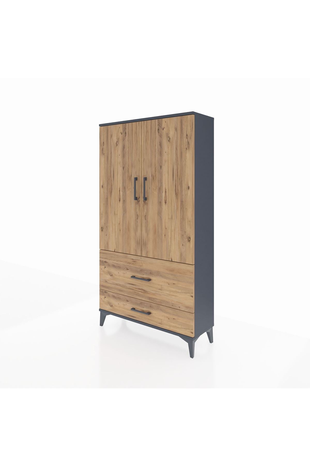 Arges Dolap Tek Raflı 2 Çekmeceli Tek Askılı 88x30x163 - S21M142V6A