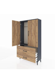 Arges Dolap Tek Raflı 2 Çekmeceli Tek Askılı 88x30x163 - S21M142V6A
