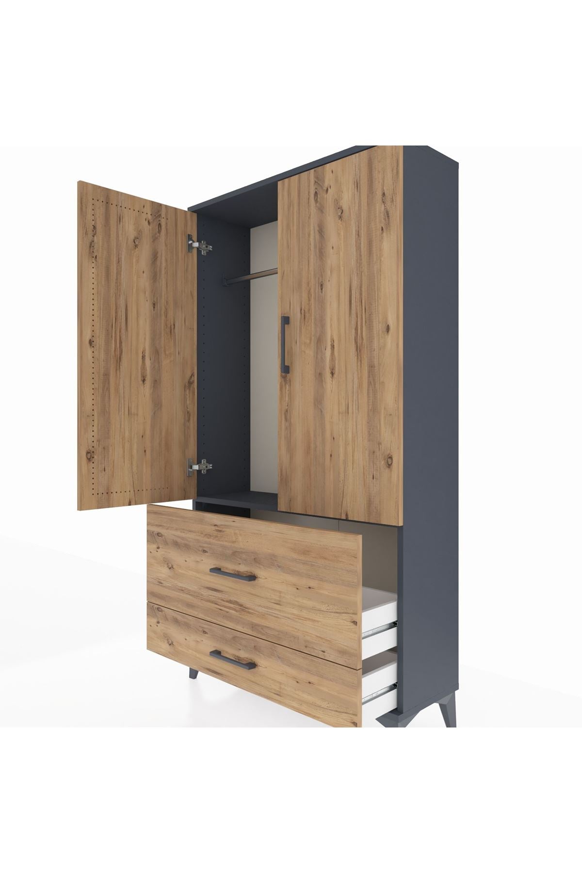 Arges Dolap Tek Raflı 2 Çekmeceli Tek Askılı 88x30x163 - S21M142V6A