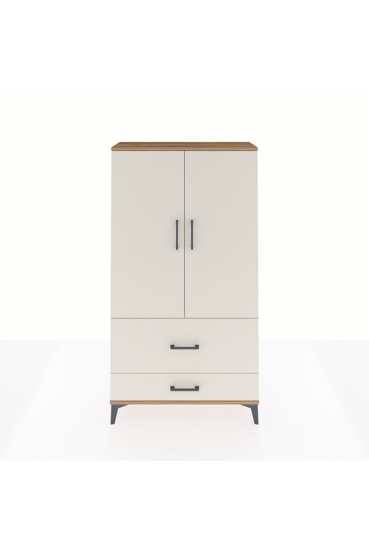 Arges Dolap Tek Raflı 2 Çekmeceli Tek Askılı 88x30x163 - S21M142V7A