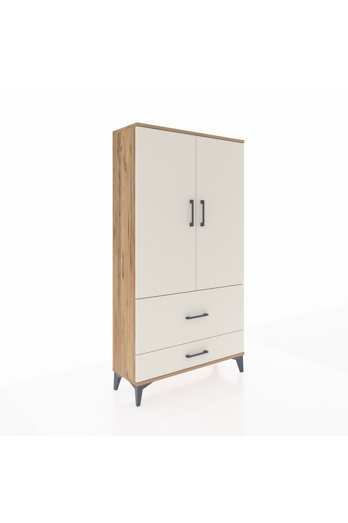 Arges Dolap Tek Raflı 2 Çekmeceli Tek Askılı 88x30x163 - S21M142V7A
