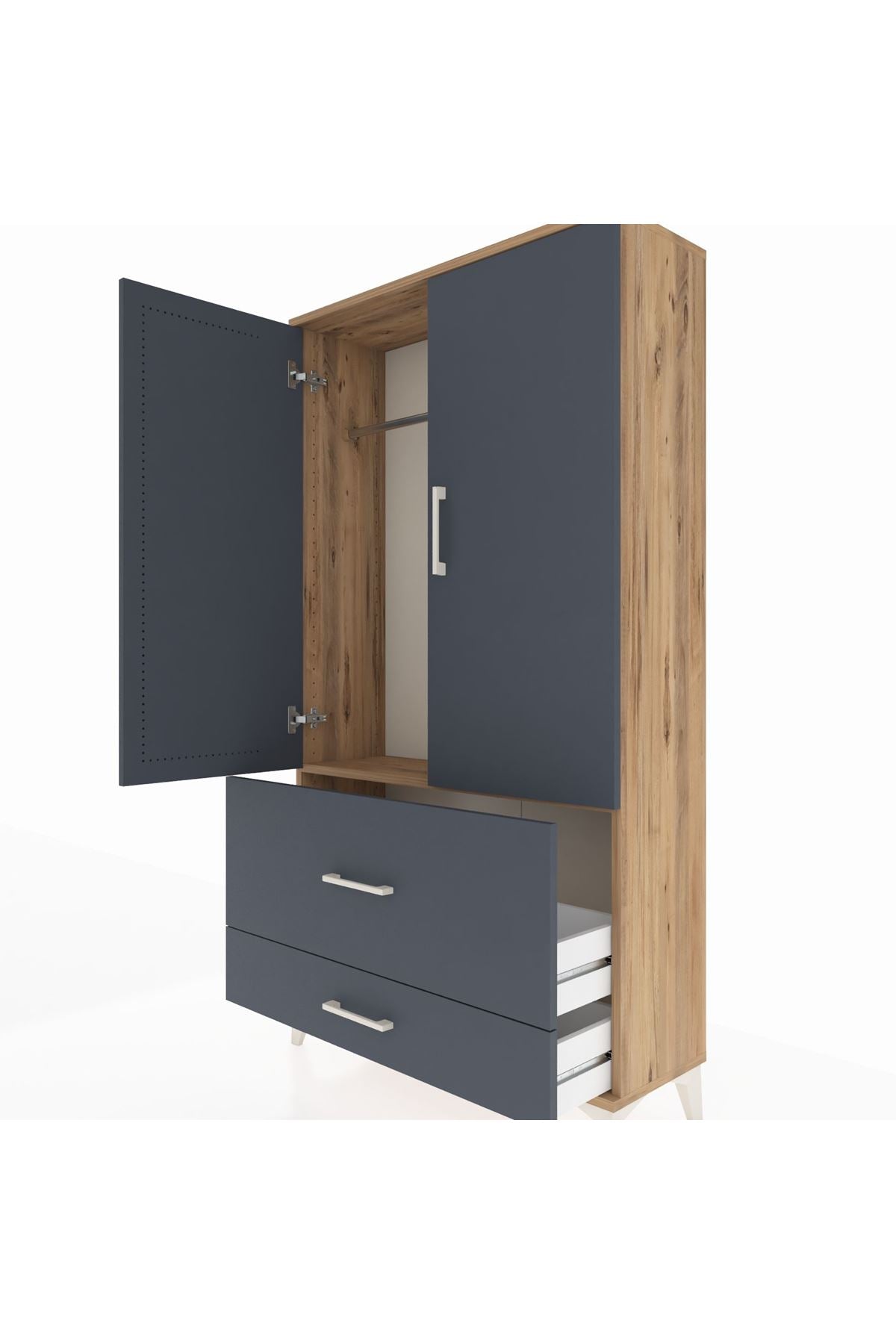 Arges Dolap Tek Raflı 2 Çekmeceli Tek Askılı 88x30x163 - S21M142V8A