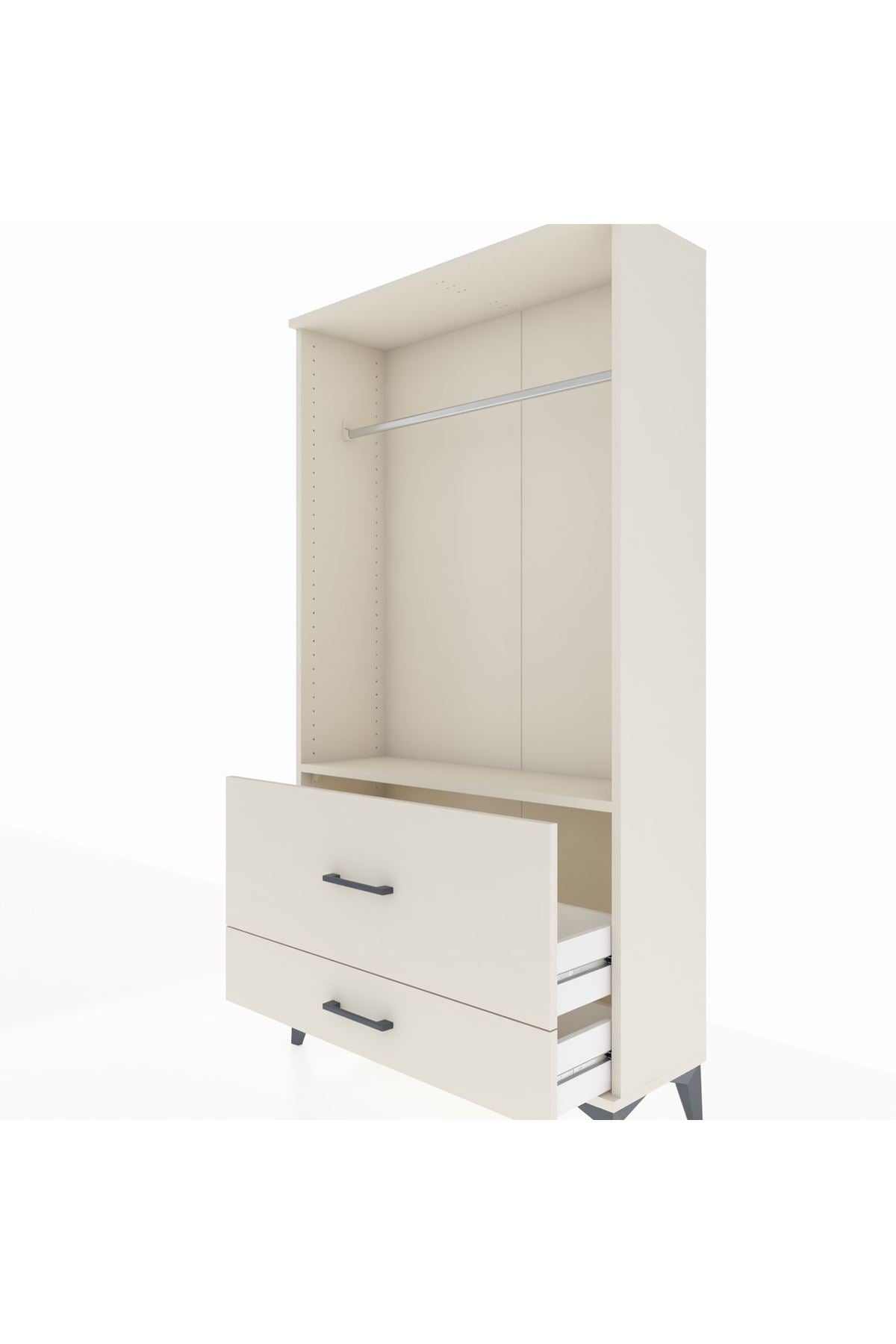 Arges Dolap Tek Raflı 2 Çekmeceli Tek Askılı 88x30x163 - S21M143V1A