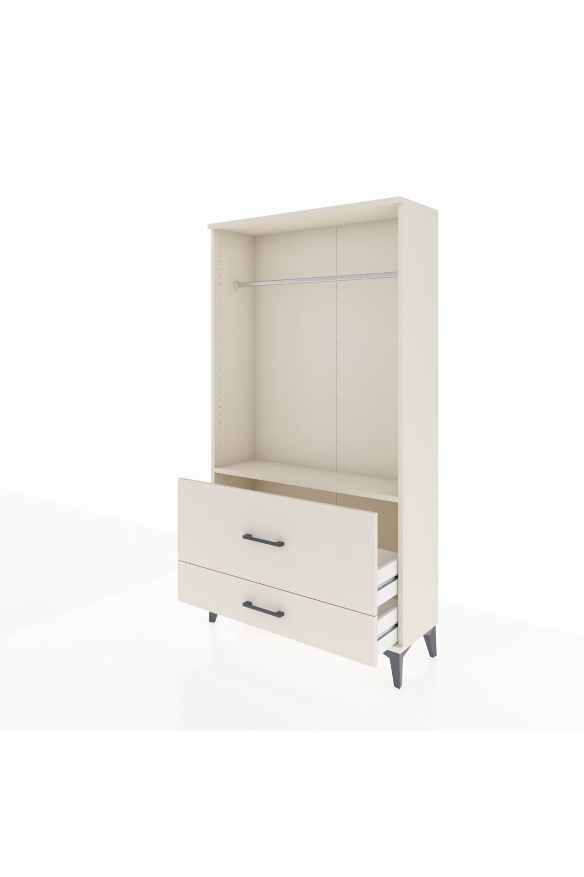 Arges Dolap Tek Raflı 2 Çekmeceli Tek Askılı 88x30x163 - S21M143V1A