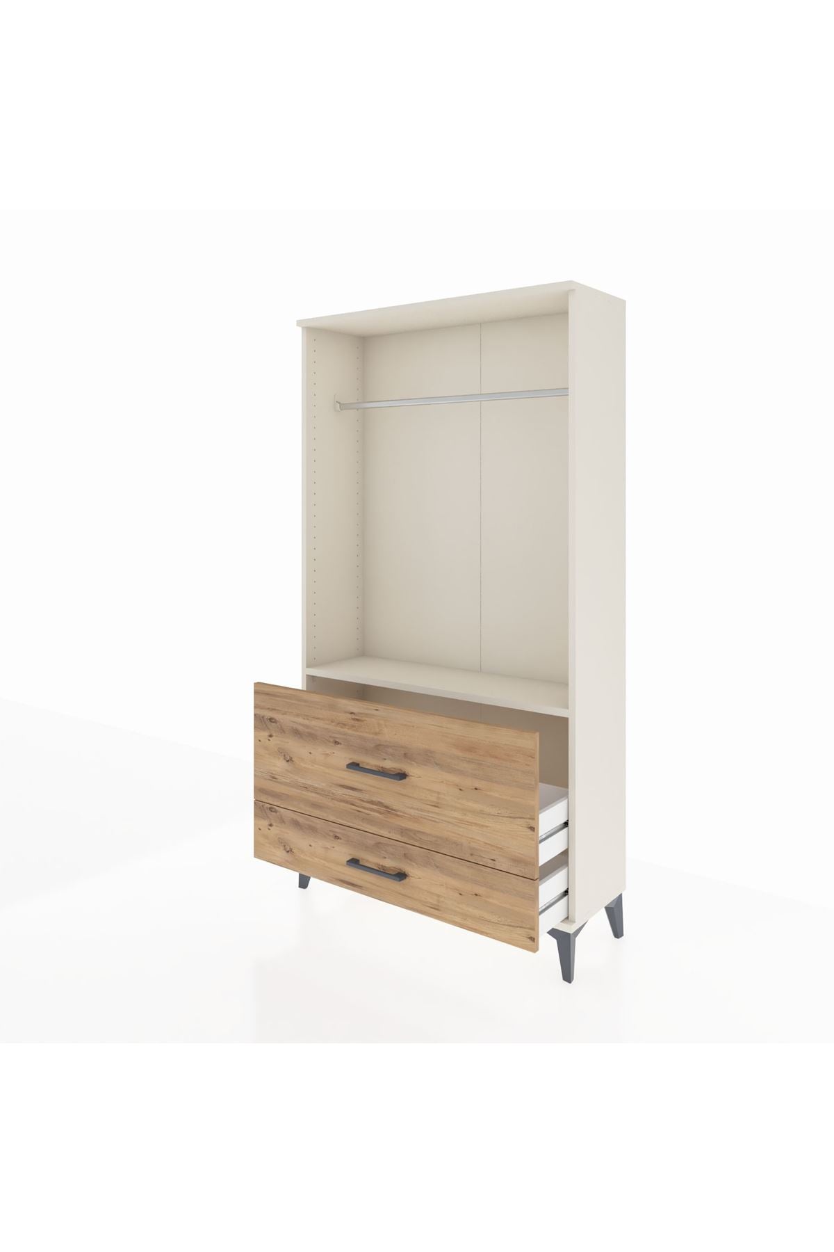 Arges Dolap Tek Raflı 2 Çekmeceli Tek Askılı 88x30x163 - S21M143V3A