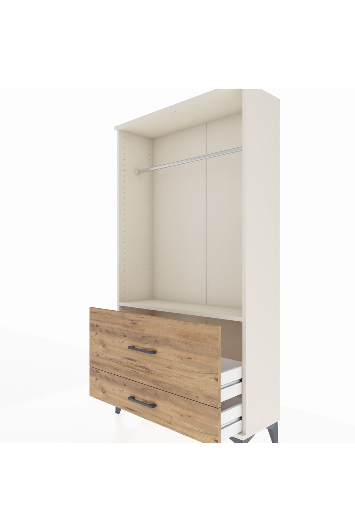 Arges Dolap Tek Raflı 2 Çekmeceli Tek Askılı 88x30x163 - S21M143V3A