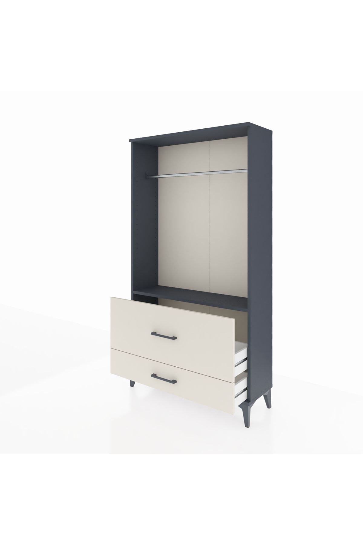 Arges Dolap Tek Raflı 2 Çekmeceli Tek Askılı 88x30x163 - S21M143V4A