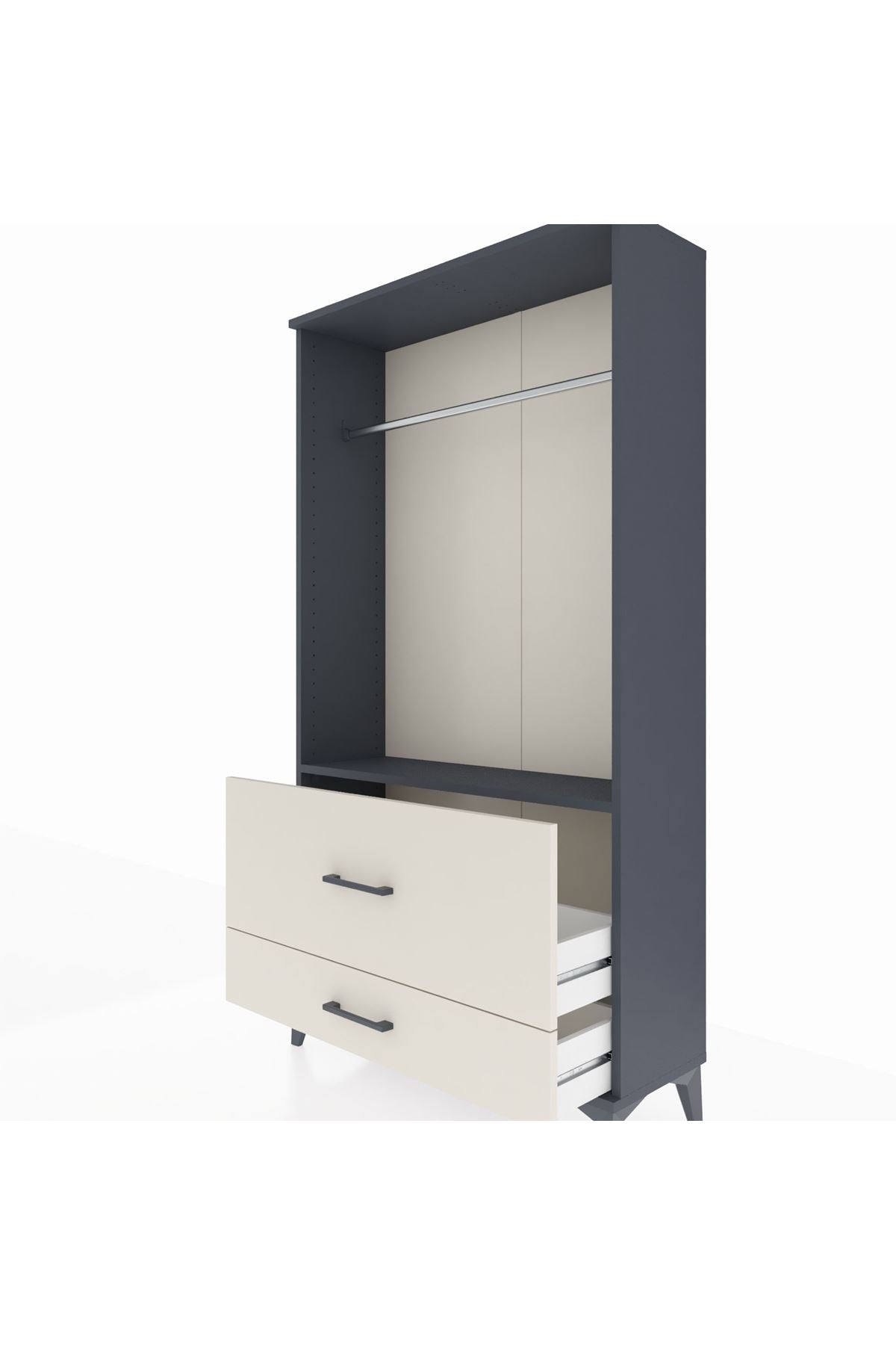 Arges Dolap Tek Raflı 2 Çekmeceli Tek Askılı 88x30x163 - S21M143V4A