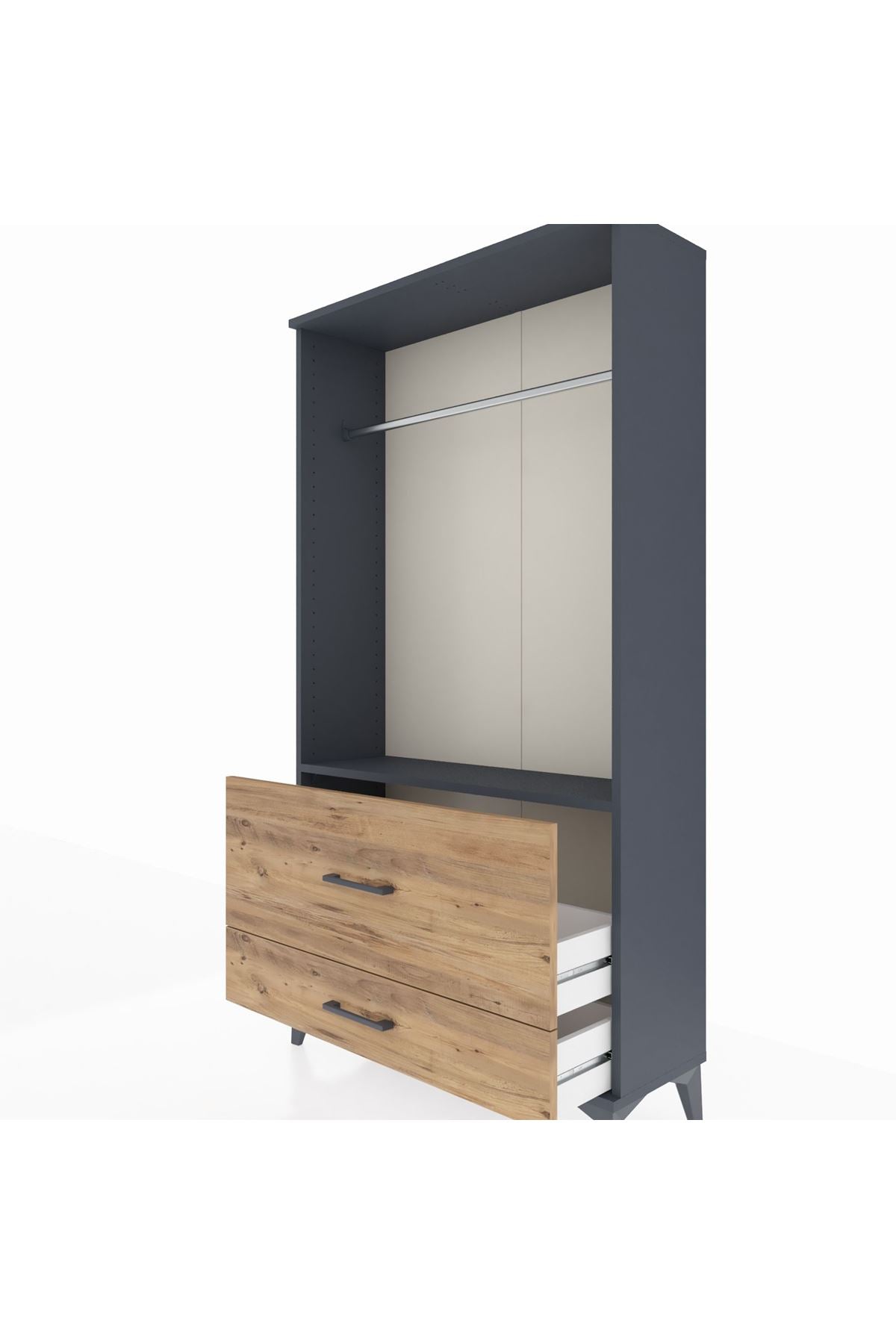 Arges Dolap Tek Raflı 2 Çekmeceli Tek Askılı 88x30x163 - S21M143V6A