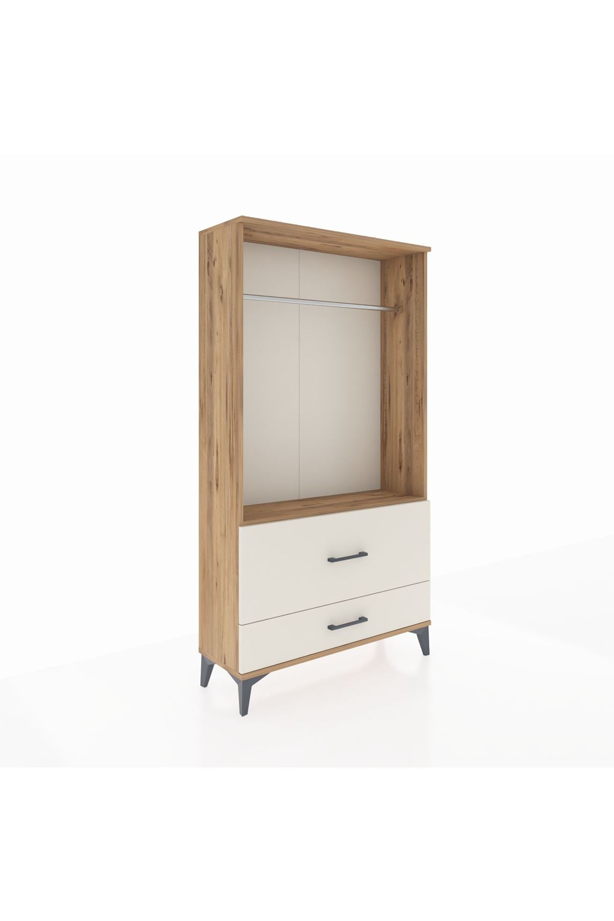 Arges Dolap Tek Raflı 2 Çekmeceli Tek Askılı 88x30x163 - S21M143V7A