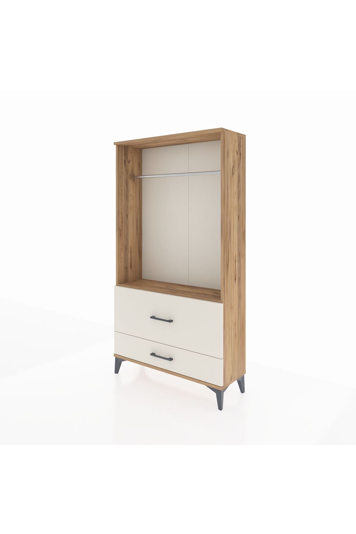 Arges Dolap Tek Raflı 2 Çekmeceli Tek Askılı 88x30x163 - S21M143V7A