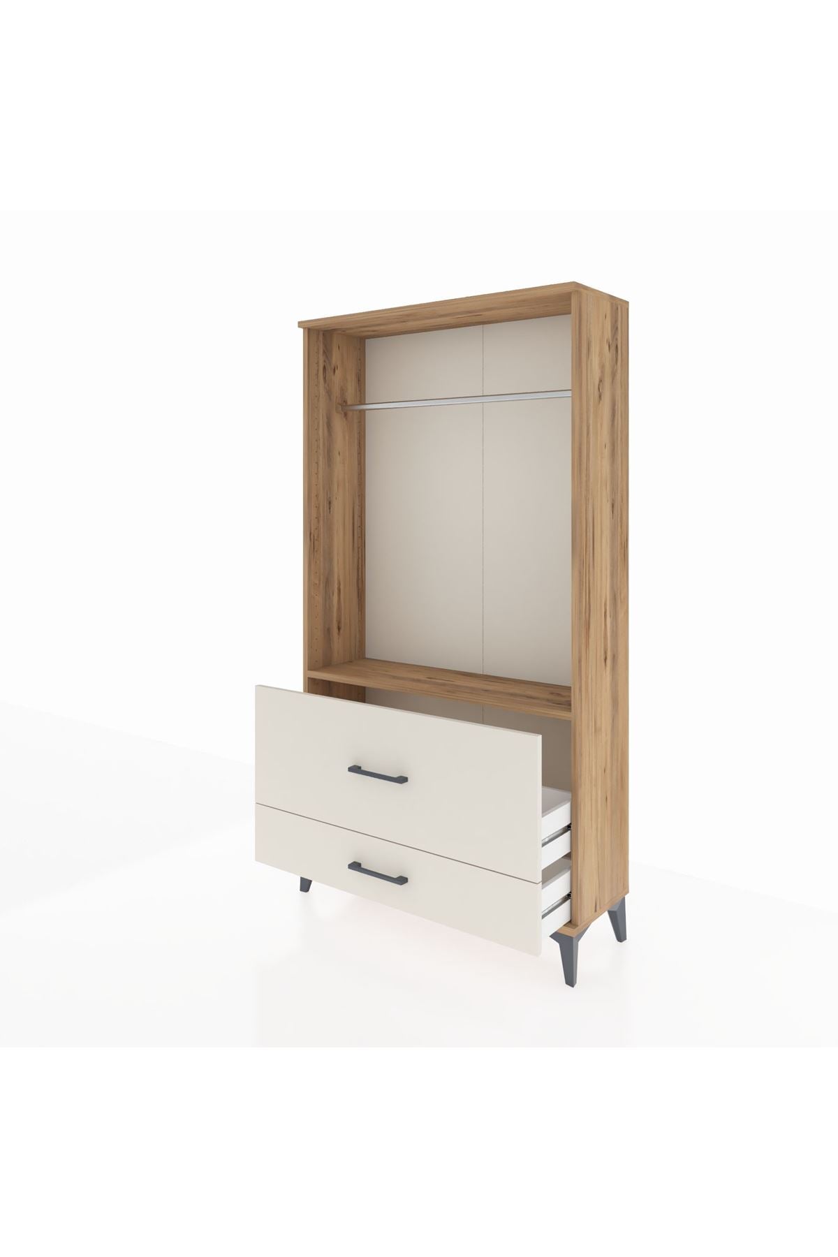 Arges Dolap Tek Raflı 2 Çekmeceli Tek Askılı 88x30x163 - S21M143V7A