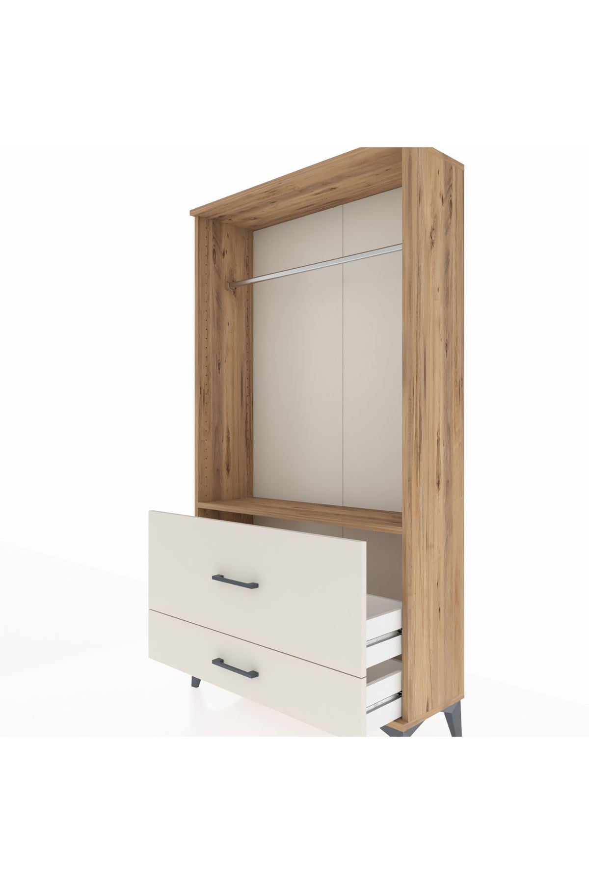 Arges Dolap Tek Raflı 2 Çekmeceli Tek Askılı 88x30x163 - S21M143V7A