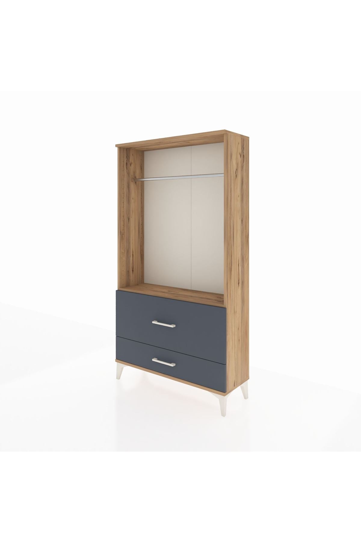 Arges Dolap Tek Raflı 2 Çekmeceli Tek Askılı 88x30x163 - S21M143V8A