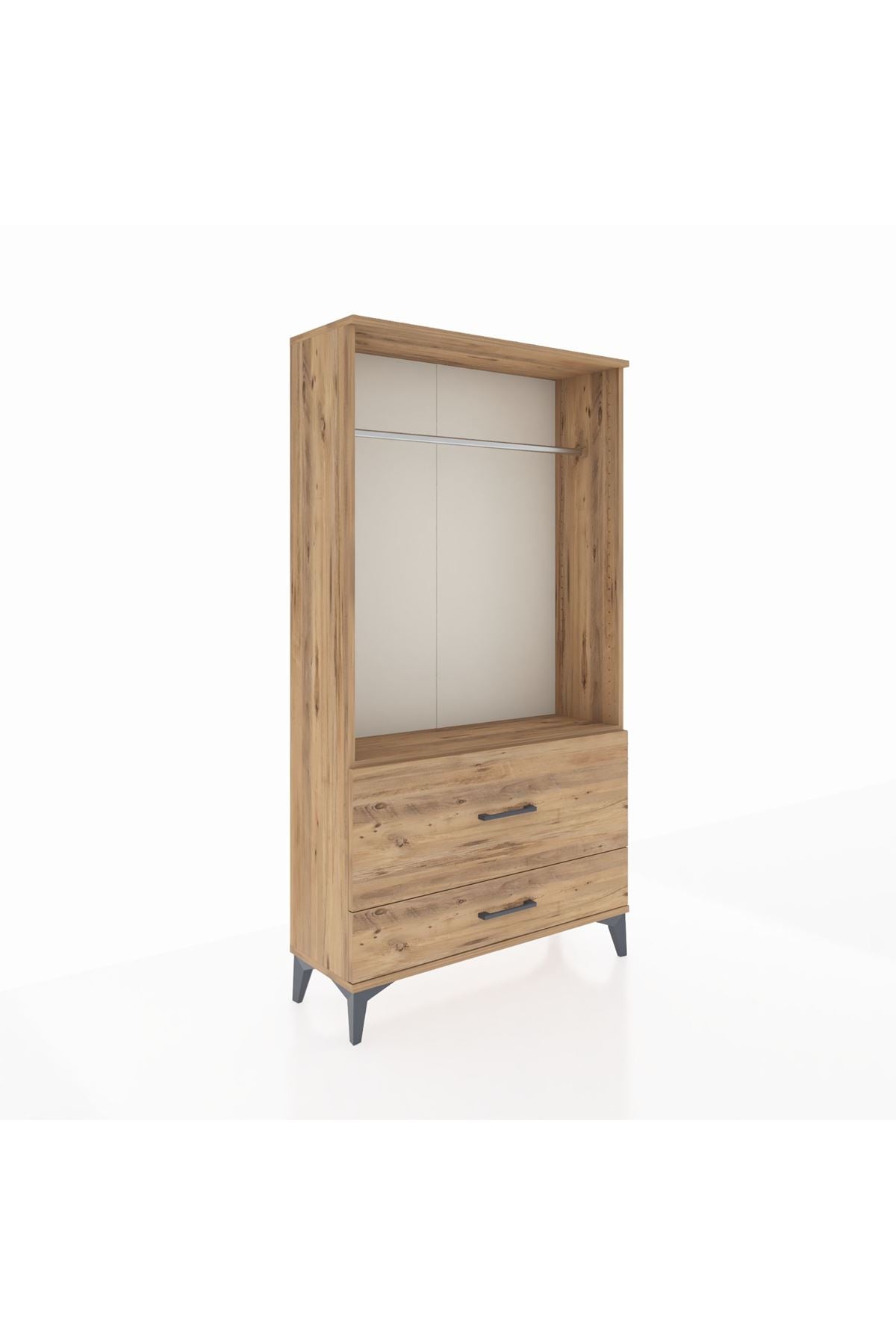 Arges Dolap Tek Raflı 2 Çekmeceli Tek Askılı 88x30x163 - S21M143V9A