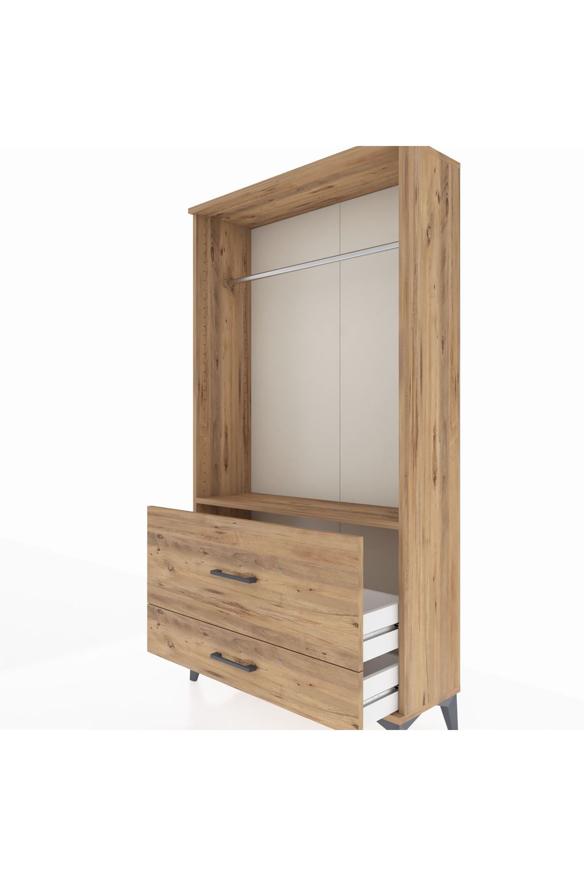 Arges Dolap Tek Raflı 2 Çekmeceli Tek Askılı 88x30x163 - S21M143V9A