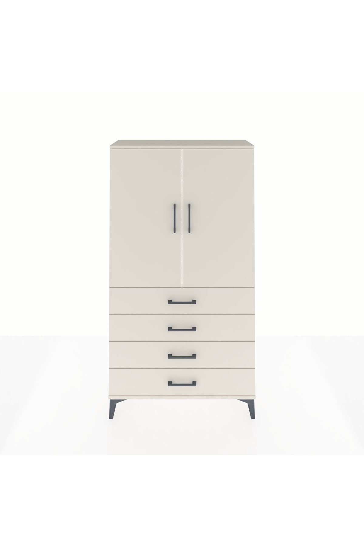 Arges Dolap Tek Raflı 4 Çekmeceli Tek Askılı 88x30x163 - S21M144V1A