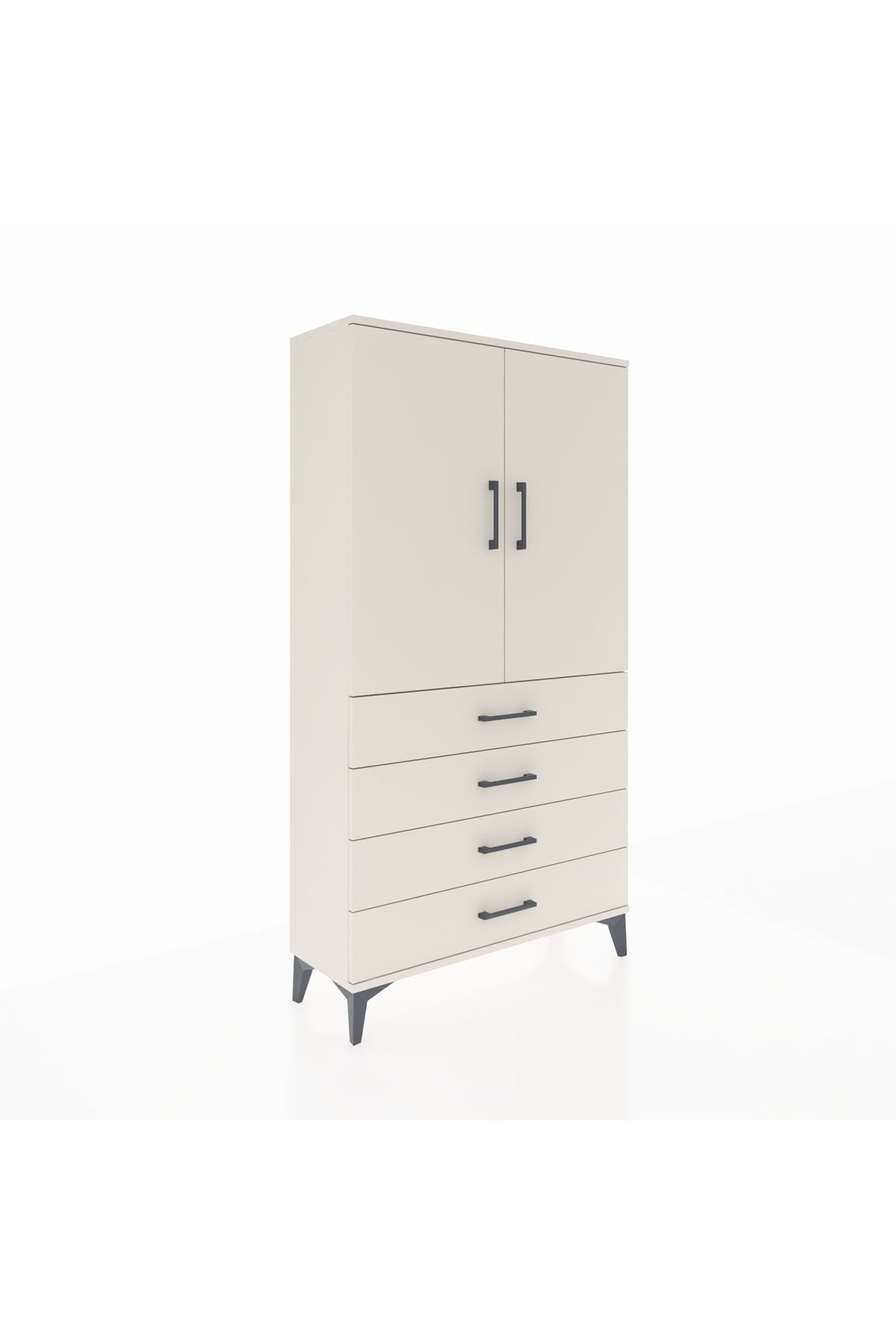 Arges Dolap Tek Raflı 4 Çekmeceli Tek Askılı 88x30x163 - S21M144V1A
