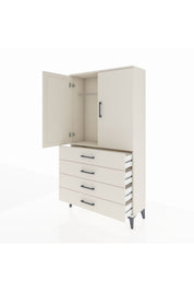 Arges Dolap Tek Raflı 4 Çekmeceli Tek Askılı 88x30x163 - S21M144V1A