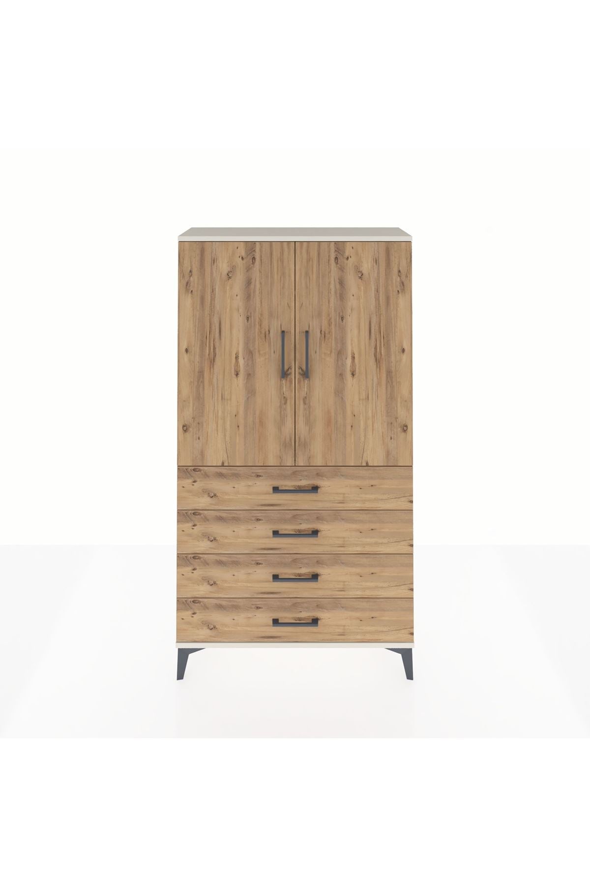 Arges Dolap Tek Raflı 4 Çekmeceli Tek Askılı 88x30x163 - S21M144V3A
