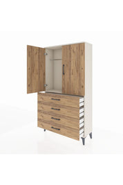 Arges Dolap Tek Raflı 4 Çekmeceli Tek Askılı 88x30x163 - S21M144V3A