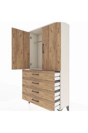 Arges Dolap Tek Raflı 4 Çekmeceli Tek Askılı 88x30x163 - S21M144V3A