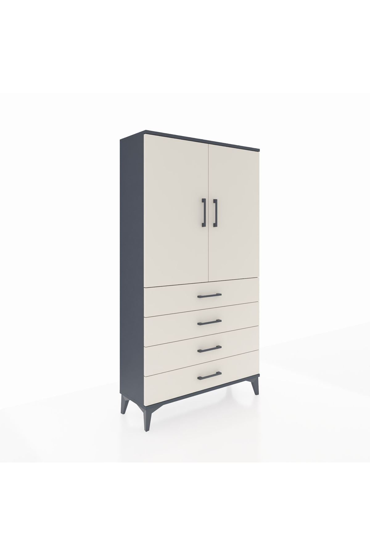 Arges Dolap Tek Raflı 4 Çekmeceli Tek Askılı 88x30x163 - S21M144V4A