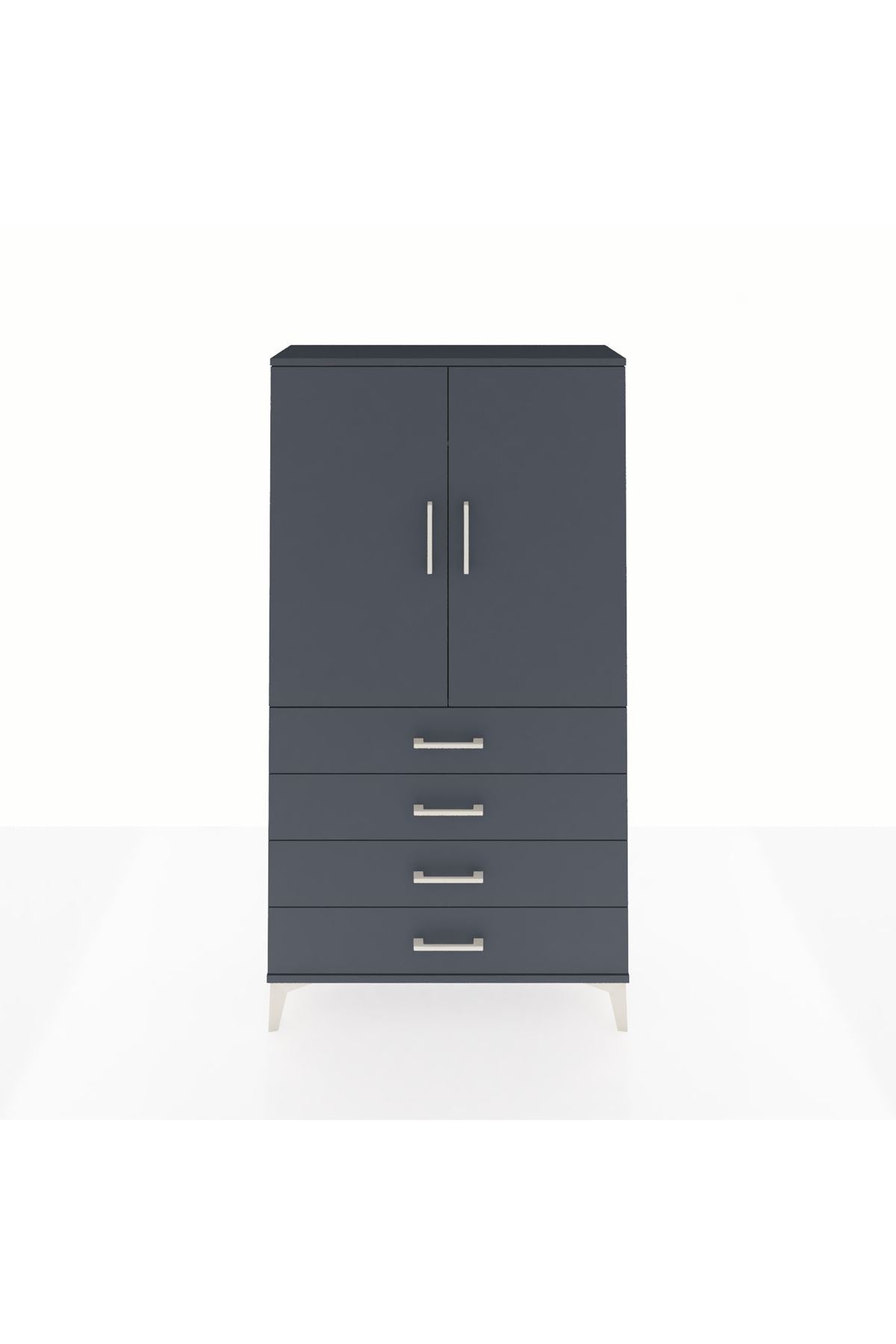 Arges Dolap Tek Raflı 4 Çekmeceli Tek Askılı 88x30x163 - S21M144V5A