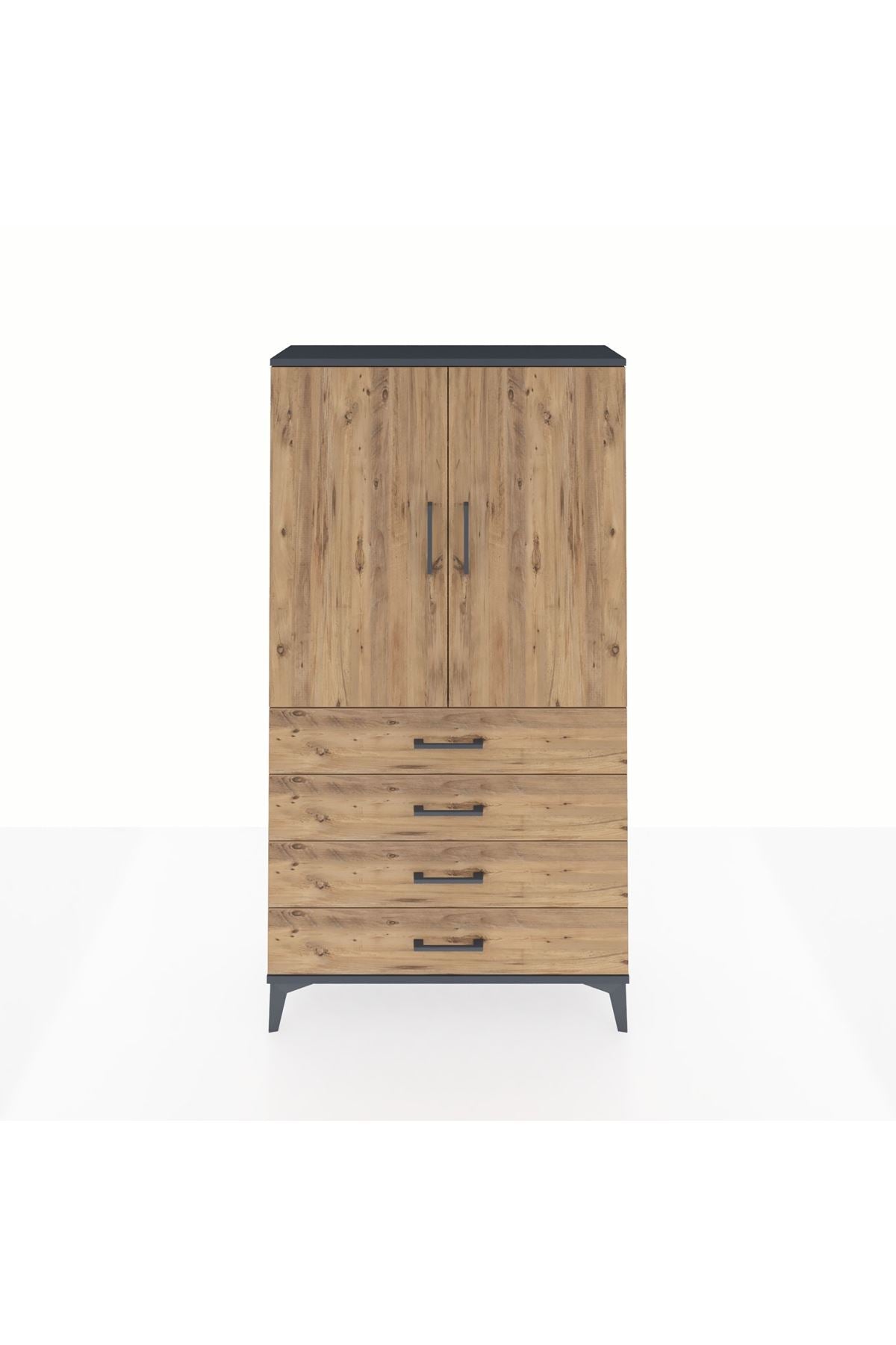 Arges Dolap Tek Raflı 4 Çekmeceli Tek Askılı 88x30x163 - S21M144V6A